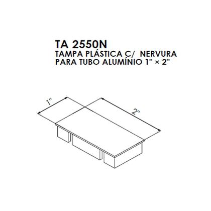 Imagem de TA 2550N - Tampa plástica para tubo alumínio 1x2” Preta 50un