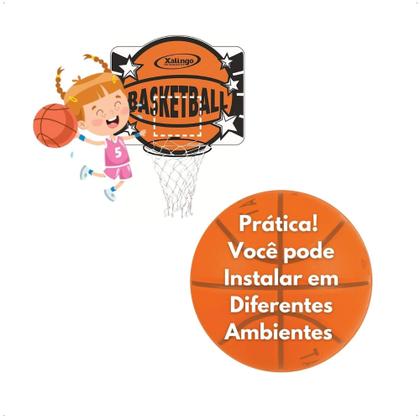 Imagem de Tabela de Basquete Jogo para Criança em MDF Ótima Fixação 3 Anos Prática Material Resistente Xalingo 6703.2