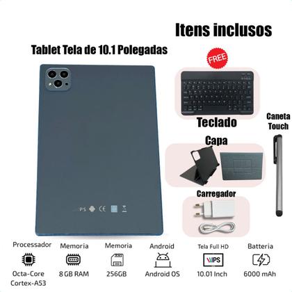 Imagem de Tablet Amiyo 10.1 256gb 8gb Ram Android Com Teclado E Capa