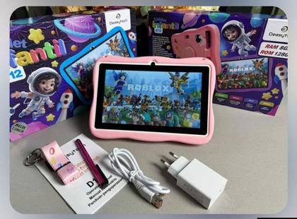 Imagem de Tablet de criança menino D12 infantil caneta+ Fone gatos