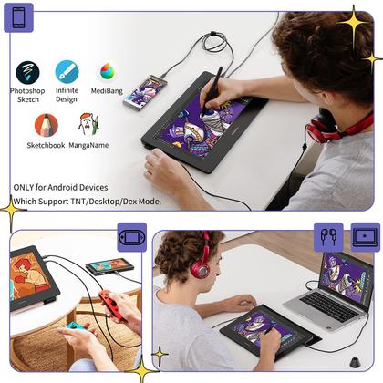 Tablet de desenho GAOMON PD1320 13,3" Full HD 120% sRGB Tilt