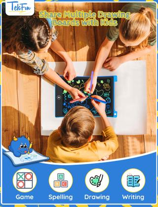 Imagem de Tablet de escrita LCD TEKFUN de 10 polegadas, pacote com 2 polegadas para crianças com caneta