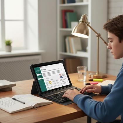 Imagem de Tablet E1035 10.1 256GB 8GB RAM Bateria 6000mAh, Android 14, Octa Core, Câmera 13MP Dual Chip com Capa e Teclado para Estudos e Trabalho