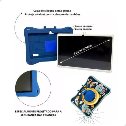 Imagem de Tablet E13 infantil kids barato com estojo capa antiqueda 4Ram