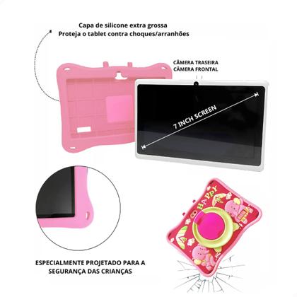 Imagem de Tablet E13rosa infantil barato Capa estojo proteção 64gb