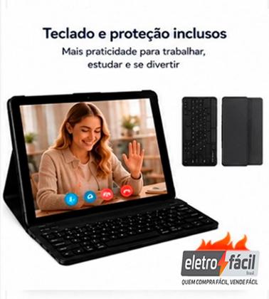 Imagem de Tablet Easytech 10.1 Polegadas 12GB RAM 256GB de Armazenamento Teclado Capa Entrada Para Chips