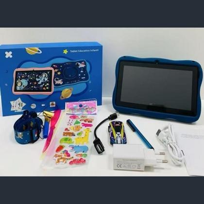 Imagem de Tablet Educativo Infantil Crianças Astronautas Diversão 128GB Tela Colorida Rosa Azul