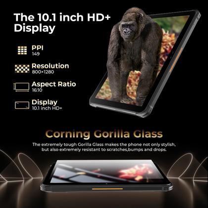 Imagem de Tablet HOTWAV R7 Robusto Android 13 10.1" 12 GB+256 GB 4G/5G cinza