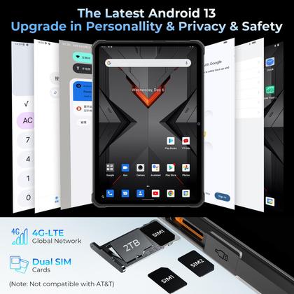 Imagem de Tablet HOTWAV R7 Robusto Android 13 10.1" 12 GB+256 GB 4G/5G cinza