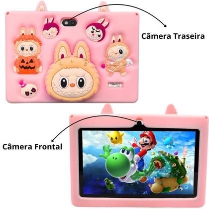 Imagem de Tablet Infantil 7 Pol 64GB 4GB RAM Android 12 Wifi Capa Labubu