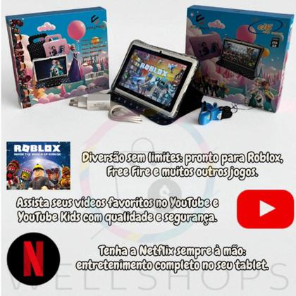 Imagem de Tablet Infantil 7 Polegadas 6GB RAM 64GB  Android 14 com YouTube, YouTube Kids, Netflix, Jogos, Roblox, Free Fire e Capa Protetora