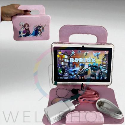 Imagem de Tablet Infantil 7 Polegadas 6GB RAM 64GB  Android 14 com YouTube, YouTube Kids, Netflix, Jogos, Roblox, Free Fire e Capa Protetora