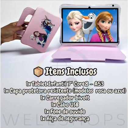 Imagem de Tablet Infantil 7 Polegadas 6GB RAM 64GB  Android 14 com YouTube, YouTube Kids, Netflix, Jogos, Roblox, Free Fire e Capa Protetora