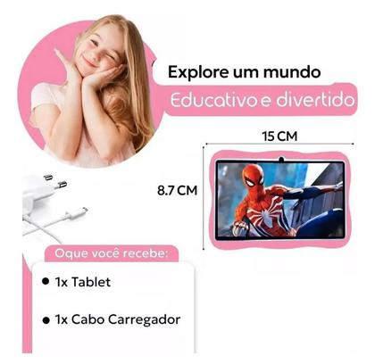 Imagem de Tablet Infantil Astronauta RAM 6GB 128GB Armazenamento 7 Polegadas Educativo com Capa Protetora em Silicone com Android 13.0 e app Controle parental