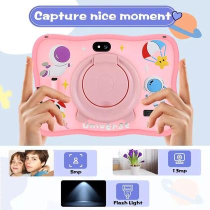 Imagem de Tablet Infantil Astronauta RAM 6GB 128GB Armazenamento 7 Polegadas Educativo com Capa Protetora em Silicone com Android 13.0 e app Controle parental