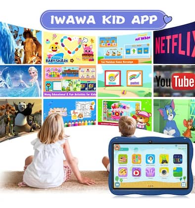 Imagem de Tablet Infantil Azul 7 Polegadas Android 14 128GB 6GB RAM WiFi Kids Capa Antiqueda Youtube Jogos