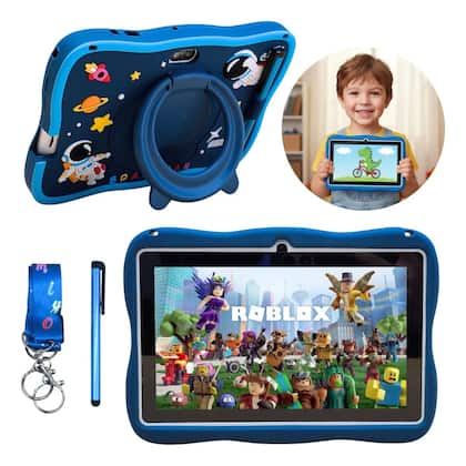 Imagem de Tablet Infantil Azul 7 Polegadas Android 14 128GB 6GB RAM WiFi Kids Capa Antiqueda Youtube Jogos