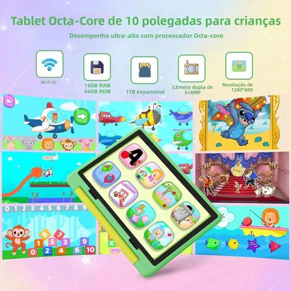 Tablet Infantil De 10 Polegadas Android 15 Octa-Core 14GB RAM 64GB ROM ...
