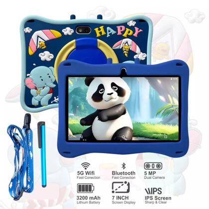 Imagem de Tablet Infantil Kids 6 RAM 128GB Com Bolsa, Caneta, Capa Protetora em Silicone Android 13.0 Aplicativo Controle Parental e Jogos