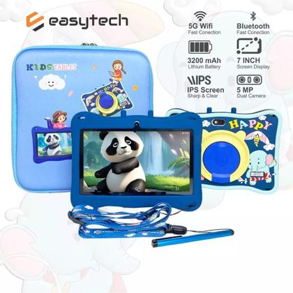 Imagem de Tablet Infantil Kids 6 RAM 128GB Com Bolsa, Caneta, Capa Protetora em Silicone Android 13.0 Aplicativo Controle Parental e Jogos