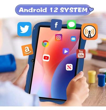 Imagem de Tablet infantil kids astronauta 6 º128GB com caneta touch e acessorios azul