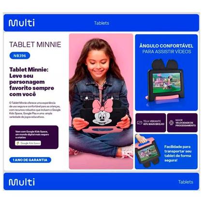 Imagem de Tablet Infantil M7 64GB 4Ram Multilaser Netflix Youtube jogo