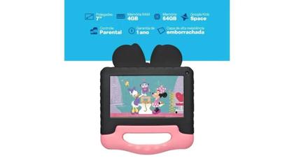 Imagem de Tablet Infantil Minnie com Controle Parental 4GB RAM 64GBTela 7 pol Case Wi-fi Android 13 Quad Core