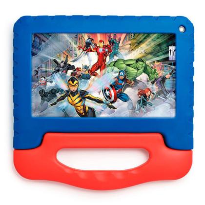 Imagem de Tablet Infantil Multilaser Marvel Avengers NB417 Azul Vermelho para Criança 64GB Quad-Core 4GB RAM