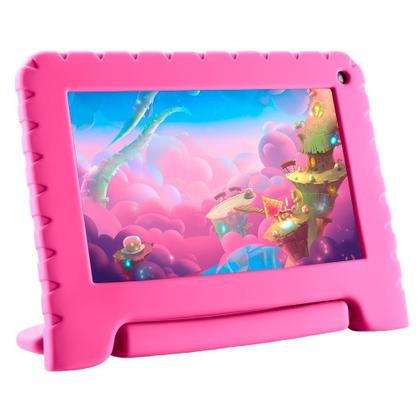 Imagem de Tablet Infantil Multilaser NB379 Rosa Kid Pad Capa de Silicone 32GB Para Criança Youtube Netflix