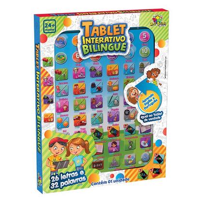 Imagem de Tablet Interativo Infantil Educativo Bilingue Inglês Português 54 Funções Azul