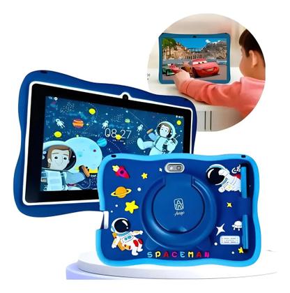 Imagem de Tablet Kids Infantil Android Play Wi-fi E Youtb + Capa Azul