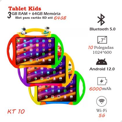 Imagem de Tablet KT10 Infantil Kids Capa proteção 10 Polegadas 64Gb