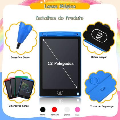 Imagem de Tablet Mágico Infantil Lousa Desenha Apaga 12 Polegadas Lcd