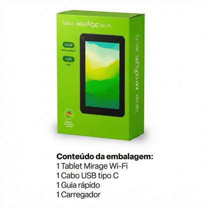 Imagem de Tablet Mirage 7 pol 64GB Android 13 4GB RAM Quad Core Wi-fi