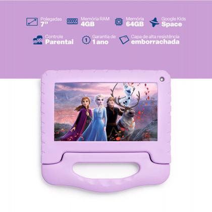 Imagem de Tablet Multi Frozen II com Controle Parental 7 pol 4GB RAM 64GB Android 13 Quad Core + Case + Wi-fi - NB416
