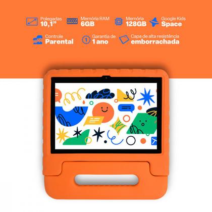 Imagem de Tablet Multi Kid Pad Laranja 10.1 pol 6GB RAM 128GB Android 13 Quad Core + Case + Wi-fi - NB425