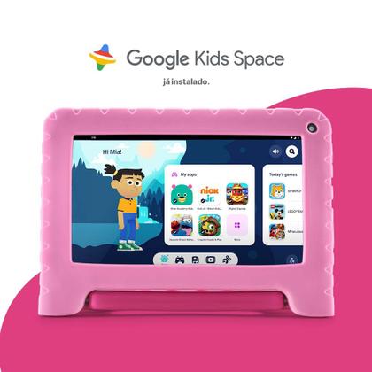 Imagem de Tablet Multi Princesas com Controle Parental 7 pol 4GB RAM 64GB Android 13 Quad Core + Case + Wi-fi - NB418