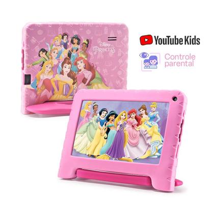 Imagem de Tablet Multi Princesas com Controle Parental 7 pol 4GB RAM 64GB Android 13 Quad Core + Case + Wi-fi - NB418