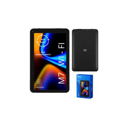 Imagem de Tablet Multilaser M7 Wi-Fi NB409, 2GB + 2GB Virtual, 64 GB, Tela 7" HD, Android 13 Go, Quad-Core, Preto