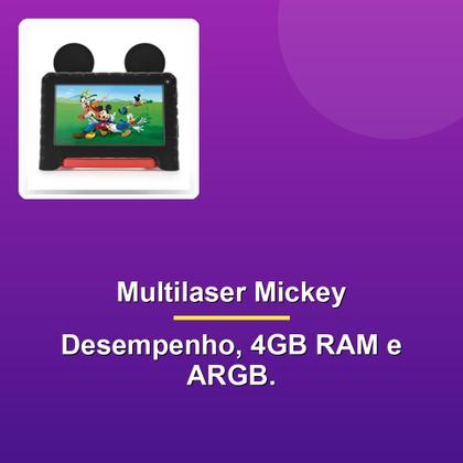 Imagem de Tablet Multilaser Mickey NB413 4GB 64GB Quad Core 7" Case