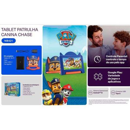Imagem de Tablet Multilaser Patrulha Canina M7 WI-FI Android Chase 64GB NB421