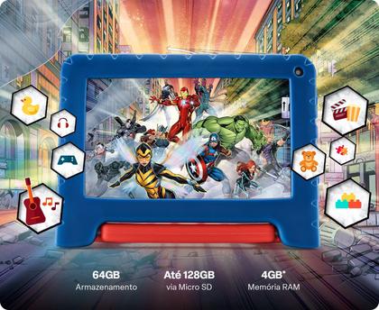 Imagem de Tablet Para Criança Infantil Avengers 64GB 4GB Com Pelicula