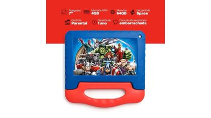 Imagem de Tablet Para Criança Infantil Avengers 64GB 4GB Com Pelicula