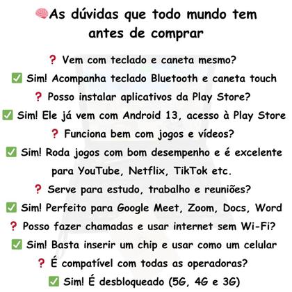 Imagem de Tablet Pc Android 13 6gb Ram 256gb Teclado E Caneta 5g