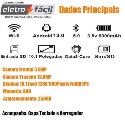 Imagem de Tablet PC Plus 10.1 Polegadas, 8GB de Memoria e 256GB de Armazenamento