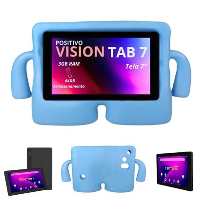 Imagem de Tablet Positivo Infantil 64Gb 3Gb Vision 7'' pol + Capa Azul