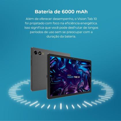 Imagem de Tablet Positivo Vision Tab 10 4GB RAM 128GB, OctaCore Android 13, WiFi 4G, Tela 10,1 HD, Câmera 13MP e 5MP