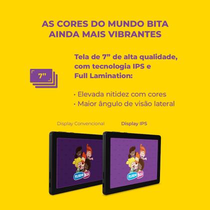 Imagem de Tablet Positivo Vision TAB 7 Mundo Bita + Capa e Bolsa - Octa-Core 3GB RAM 64GB Android 14 Go Wi-Fi Tela 7” IPS  Preto