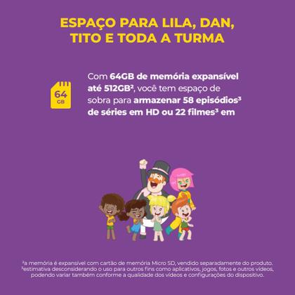 Imagem de Tablet Positivo Vision TAB 7 Mundo Bita + Capa e Bolsa - Octa-Core 3GB RAM 64GB Android 14 Go Wi-Fi Tela 7” IPS  Preto