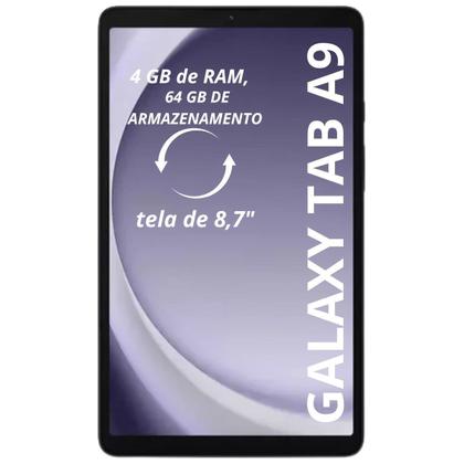 Imagem de Tablet Samsung Galaxy A9 Chip 4G 64GB 4GB Com Teclado Bluetooth Preto e Capa Giratória Para Estudos e Trabalho X115 Grafite